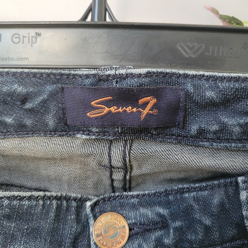 Seven 7 Women's Straight Leg Denim Jeans Dark Wash 12 - Picture 14 of 16